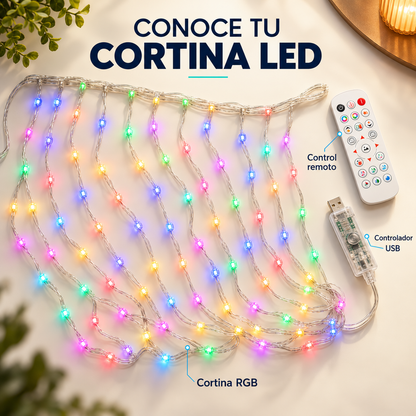 Cortina de Luces LED Inteligente RGB con App y Control Remoto