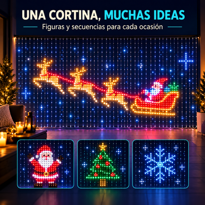 Cortina de Luces LED Inteligente RGB con App y Control Remoto