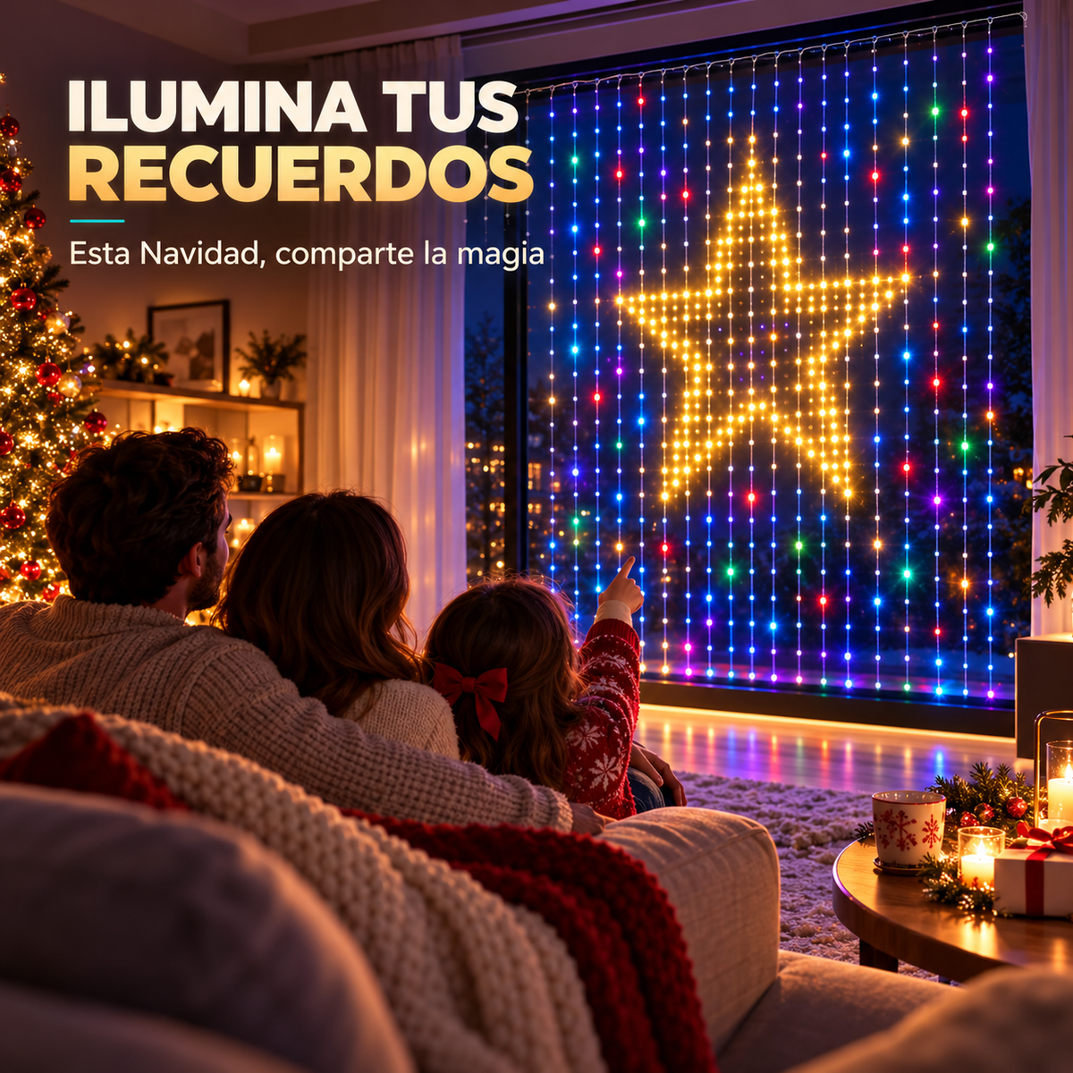 Cortina de Luces LED Inteligente RGB con App y Control Remoto