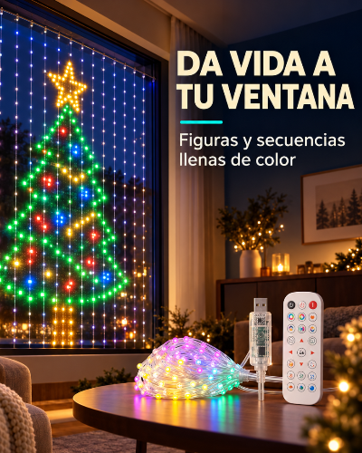 Cortina de Luces LED Inteligente RGB con App y Control Remoto